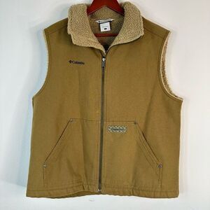 Columbia Sherpa Lined Tiger Grit Full Zip Vest Men’s Large Outdoor Utility